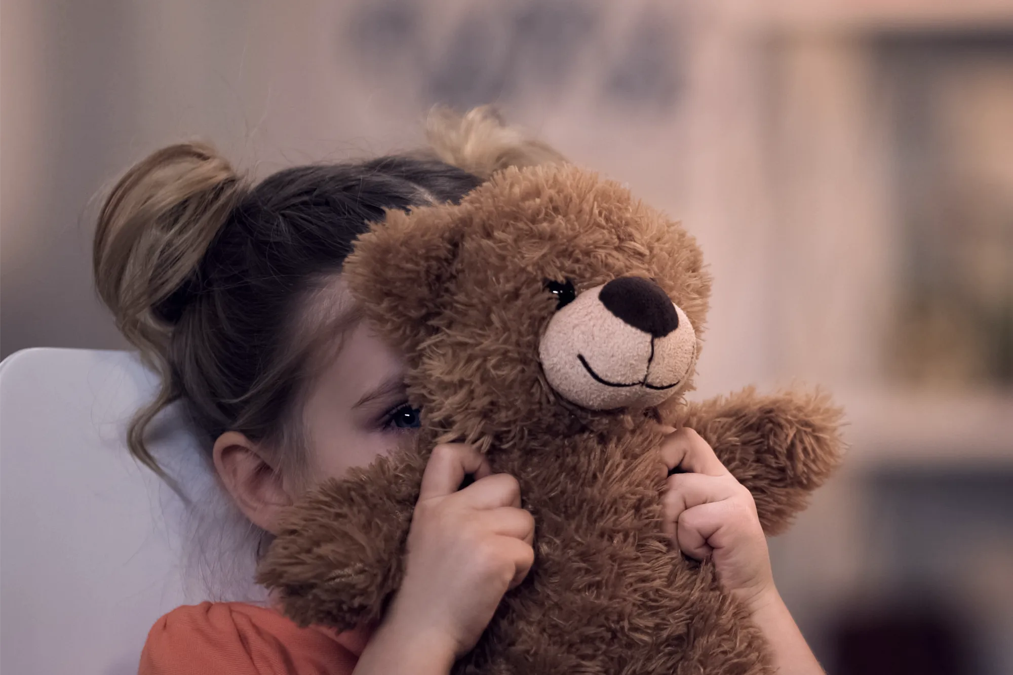 A child holding a teddy bear